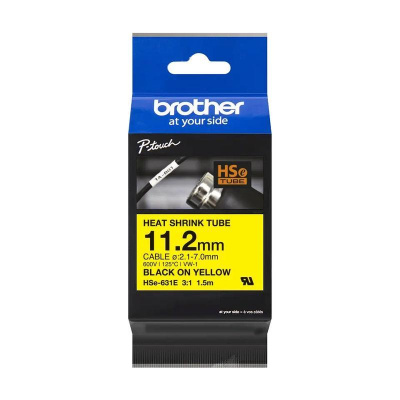 Brother HSe-631E Pro Tape, 11.2 mm x 1.5 m, text negru / fundal galben , banda original