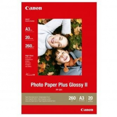 Canon Photo Paper Plus Glossy PP-201 2311B020, 260 g/m2, A3, 20buc., lucios, jet de cerneală, alb, hârtie fotografică