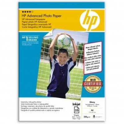 HP Advanced Glossy Photo Paper Q5456A, 250 g/m2, A4, 25buc., lucios, alb, hârtie fotografică