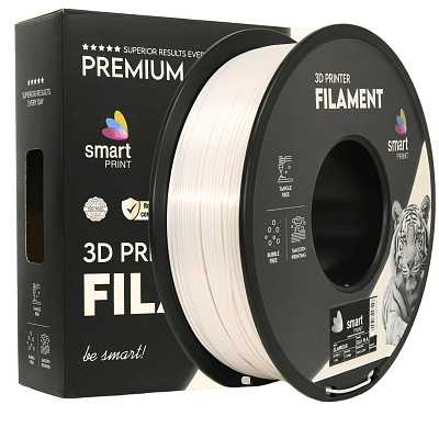 Smart Print FG-S184-E1, 3D filament, PLA Silk, 1,75mm, 1000g, Alb (Glamour)