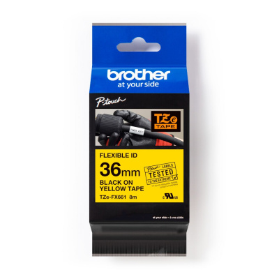 Brother TZ-FX661 / TZe-FX661 Pro Tape, 36mm x 8m, flexi, text negru / fundal galben, banda original