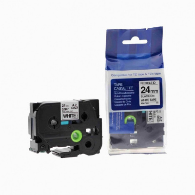 Banda compatibila Brother TZ-FX251 / TZe-FX251, 24mm x 8m, flexi, text negru / fundal alb
