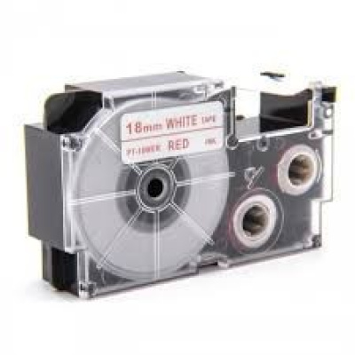 Banda compatibila Casio XR-18WER 18mm x 8m text rosu / fundal alb