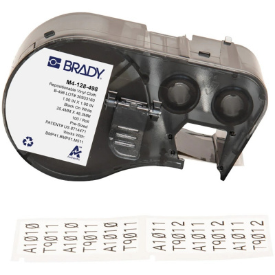 Brady M4-128-498 / 170792, 48.26 mm, Vinyl, text negru / fundal alb
