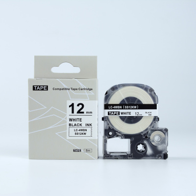 Epson HTS12KW, 12mm x 8m, text negru / fundal alb, banda compatibila