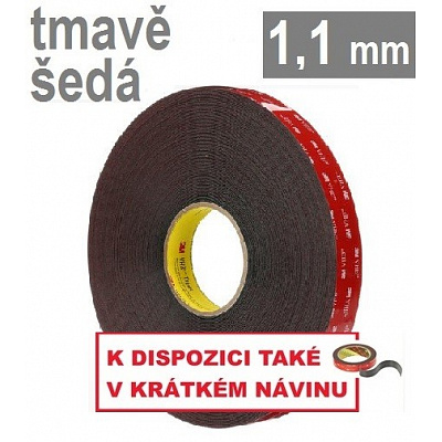3M VHB™ 4611, tl. 1,1 mm; tmavošedá oboustranně lepicí páska 19 mm x 33 m