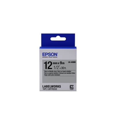 Epson LabelWorks LK-4SBM C53S654019 12mm x 9m, text negru / fundal argintiu, fluorescent, banda original
