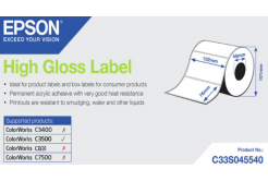 Epson C33S045540 High Gloss, pentru ColorWorks, 76mmx33m, alb etichete autoadezive
