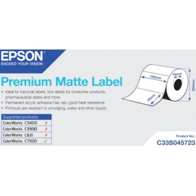 Epson C33S045723 Premium Matte, pentru ColorWorks, 102x76mm, 1570buc., alb etichete autoadezive