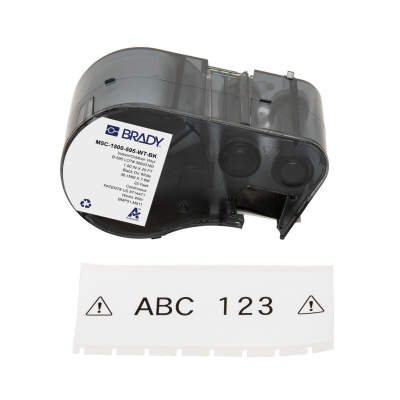 Brady M5C-1500-595-WT-BK / 170944, 38.10 mm x 7.62 m, Vinil, text negru / fundal alb