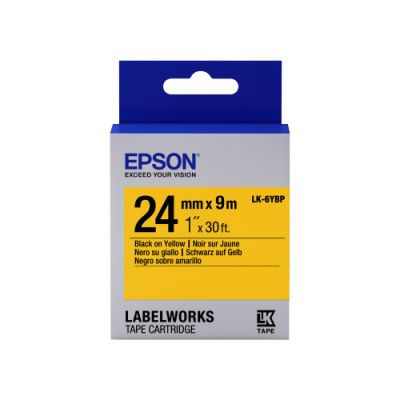 Epson LabelWorks LK-6YBP C53S656005 24mm x 9m, text negru / fundal galben pastel, banda original