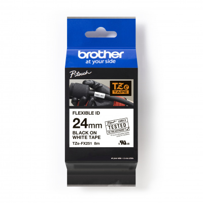 Brother TZ-FX251 / TZe-FX251 Pro Tape, 24mm x 8m, text negru/fundal alb, banda original