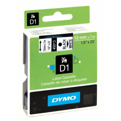 Dymo D1 45013, S0720530, 12mm x 7m text negru / fundal alb, banda original