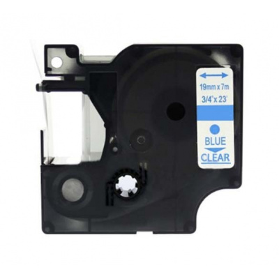 Banda compatibila Dymo 45801, 19mm x 7m, text albastru / fundal transparent