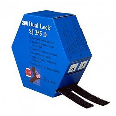 3M Dual-Lock™ Mini Pack SJ355D CF, negru, lățimea 25 mm, 2 x 5 m v krabičce