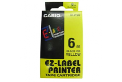 Casio XR-6YW1, 6mm x 8m, text negru / fundal galben, banda originala