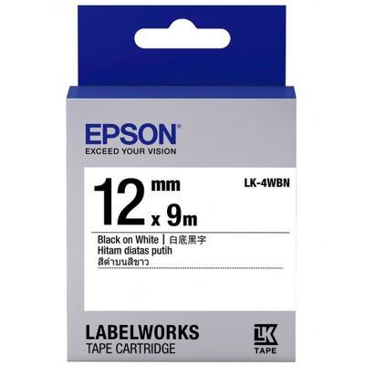 Epson LabelWorks LK-4WBN C53S654021 12mm x 9m, text negru / fundal alb, banda original