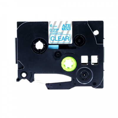 Banda compatibila Brother TZ-113 / TZe-113, 6mm x 8m, text albastru / fundal transparent