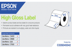 Epson C33S045542 High Gloss, pentru ColorWorks, 76x51mm, 610buc., alb etichete autoadezive