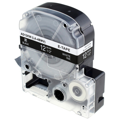 Epson LK-4BWV, SD12KW, C53S654009, 12mm x 9m, text alb / fundal negru, banda compatibila