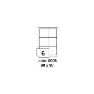 Etichete autoadezive R0100.8008, 90 x 90 mm, 6 de etichete, A4, 100 coli