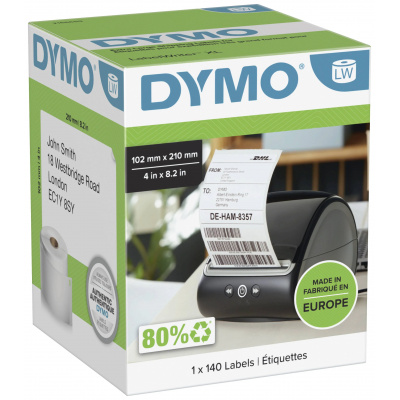 Dymo 2166659, 210mm x 102mm, etichete din hârtie albă