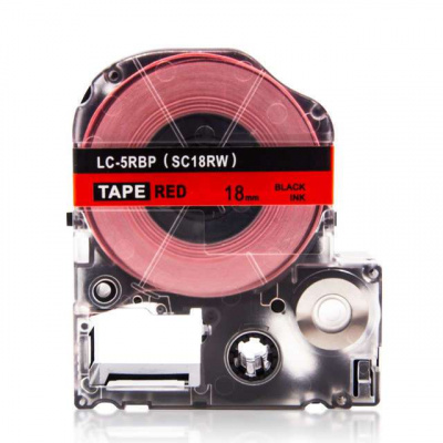 Epson LK-5RBP, SC18RW, C53S655002, 18mm x 9m, text negru / fundal rosu, banda compatibila