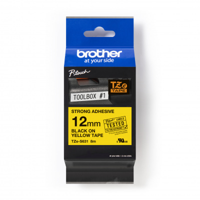 Brother TZ-S631 / TZe-S631 Pro Tape, 12mm x 8m, text negru/fundal galben, banda original