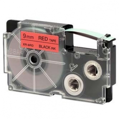 Casio XR-9RD1, 9mm x 8m, text negru / fundal rosu, banda originala