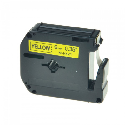 Banda compatibila Brother MK-621, 9mm x 8m, text negru / fundal galben