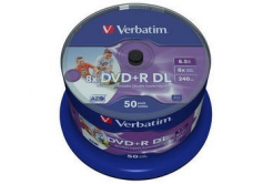 VERBATIM DVD+R (pachet de 50) Double Layer/Spindle/8X/8.5GB/Printable/Fără ID