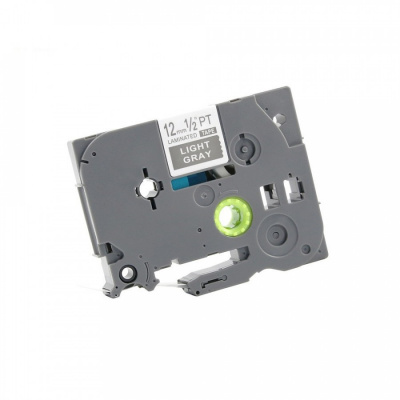 Banda compatibila Brother TZ-MQL35 / TZe-MQL35, 12mm x 5m, text alb / fundal gri deschis