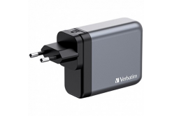 Verbatim GaN 32203, încărcător de rețea de călătorie, USB 3.0, USB C, gri, 140 W, furci interschimbabile C,G,A