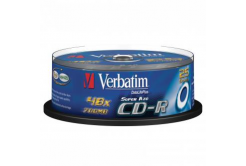 Verbatim CD-R, 43352, AZO Crystal, 25-pack, 700MB, 52x, 80min., 12cm, bez možnosti potisku, cake box, pro archivaci dat