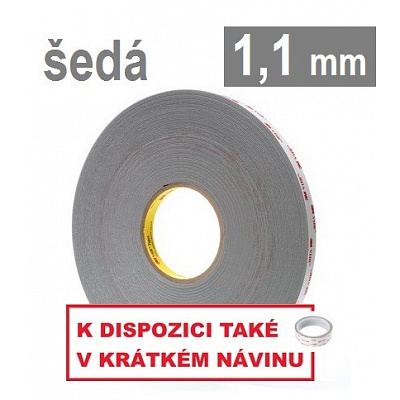3M VHB™ 4941-P, grosime 1,1 mm; bandă adezivă acrilică dublu-față, foarte puternic adezivă, gri deschis 9 mm x 33 m