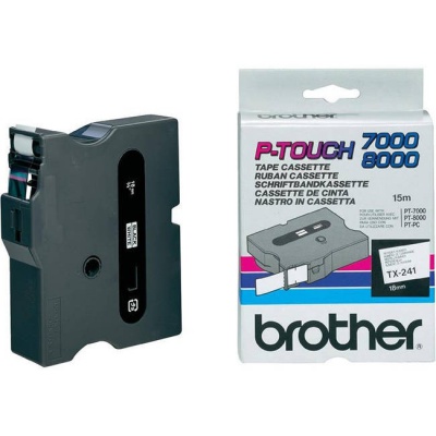 Brother TX-241, 18mm x 15m, text negru / fundal alb, banda original
