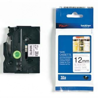 Brother TZ-N231, 12mm x 8m, text negru / fundal alb, banda original