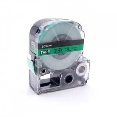 Epson LC-SC18GW, 18mm x 8m, text negru / fundal verde, banda compatibila