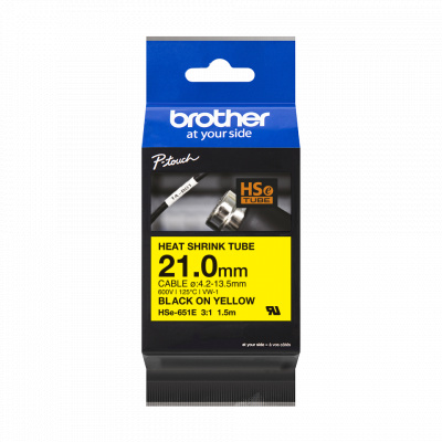 Brother HSe-651E Pro Tape, 21 mm x 1.5 m, text negru / fundal galben , banda original