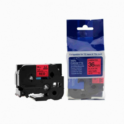 Banda compatibila Brother TZ-461 / TZe-461, 36mm x 8m, text negru / fundal rosu