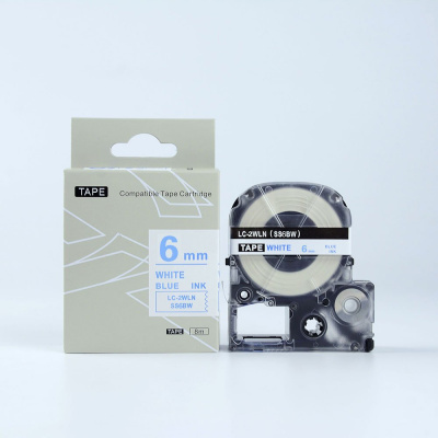 Epson LK-2WLN, SS6BW, 6mm x 9m, text albastru / fundal alb, banda compatibila