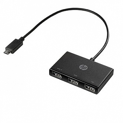 Hub multiplu HP USB-C cu 3 porturi, Z6A00AA, negru, lungime cablu 30 cm, 2x USB Type-A, 1x USB 2.0 Type-A