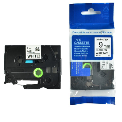 Banda compatibila Brother TZ-NFX221/TZe-NFX221, 9mm x 5m, flexi, nylon, text negru/fundal alb