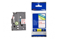 Brother TZ-252 / TZe-252, 24mm x 8m, text rosu / fundal alb, banda original