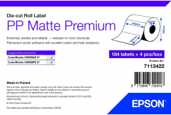 Epson 7113422 PP Matte, pentru ColorWorks, 210x297mm, 184buc., polipropilenă, alb etichete autoadezive