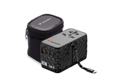 Verbatim CNT-02 GaN III 32127, Adaptor universal de călătorie, 3x USB-C PD QC 4+, 1x USB-C kabel, 1x USB-A QC, negru, 85W