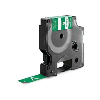 Banda compatibila Dymo 1805414, 12mm x 5, 5m text alb / fundal verde, vinil