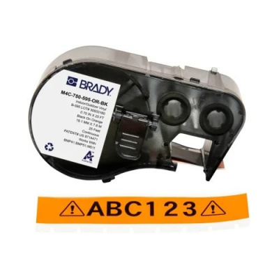 Brady M4C-750-595-OR-BK / 170828, 19.05 mm x 7.62 m, Vinil, text negru / fundal portocaliu