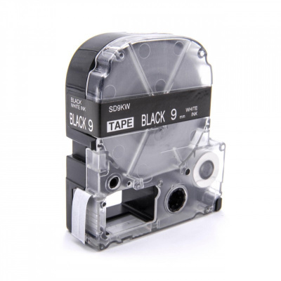 Epson LC-SD9KW, 9mm x 8m, text alb / fundal negru, banda compatibila