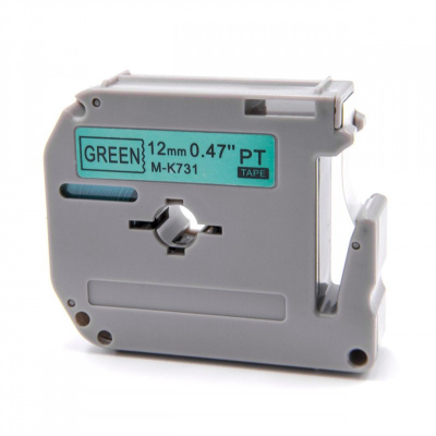 Brother MK-731, 12mm x 8m, text negru / fundal verde, banda compatibila